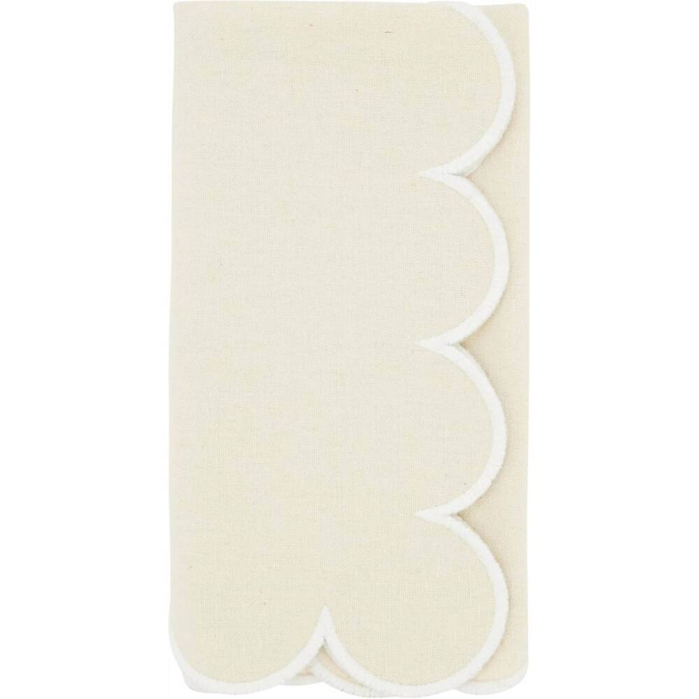 NEW SARO LIFESTYLE scallop cotton napkins in natural/white